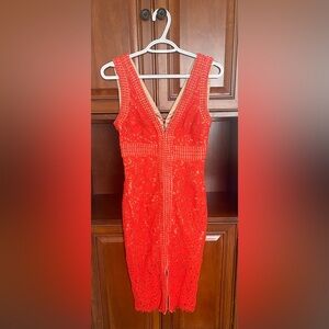 Bardot Orange Lace Dress